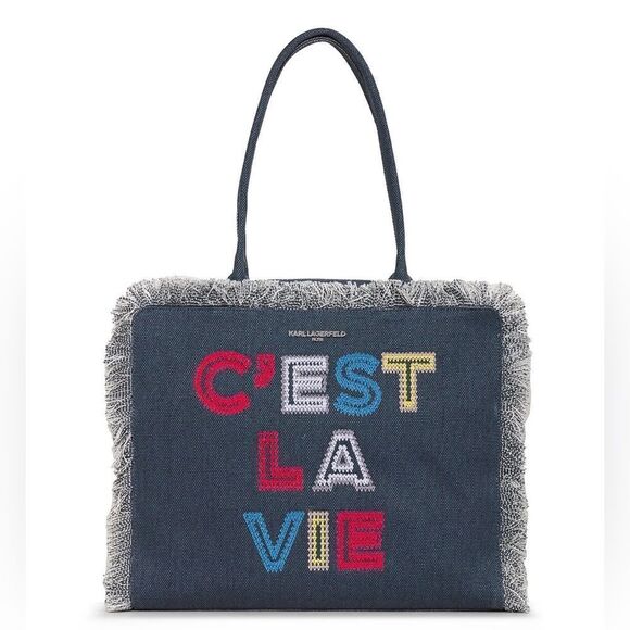 Karl Lagerfeld Handbags - Karl Lagerfeld Margot Fringe Zip Canvas Tote - NWT